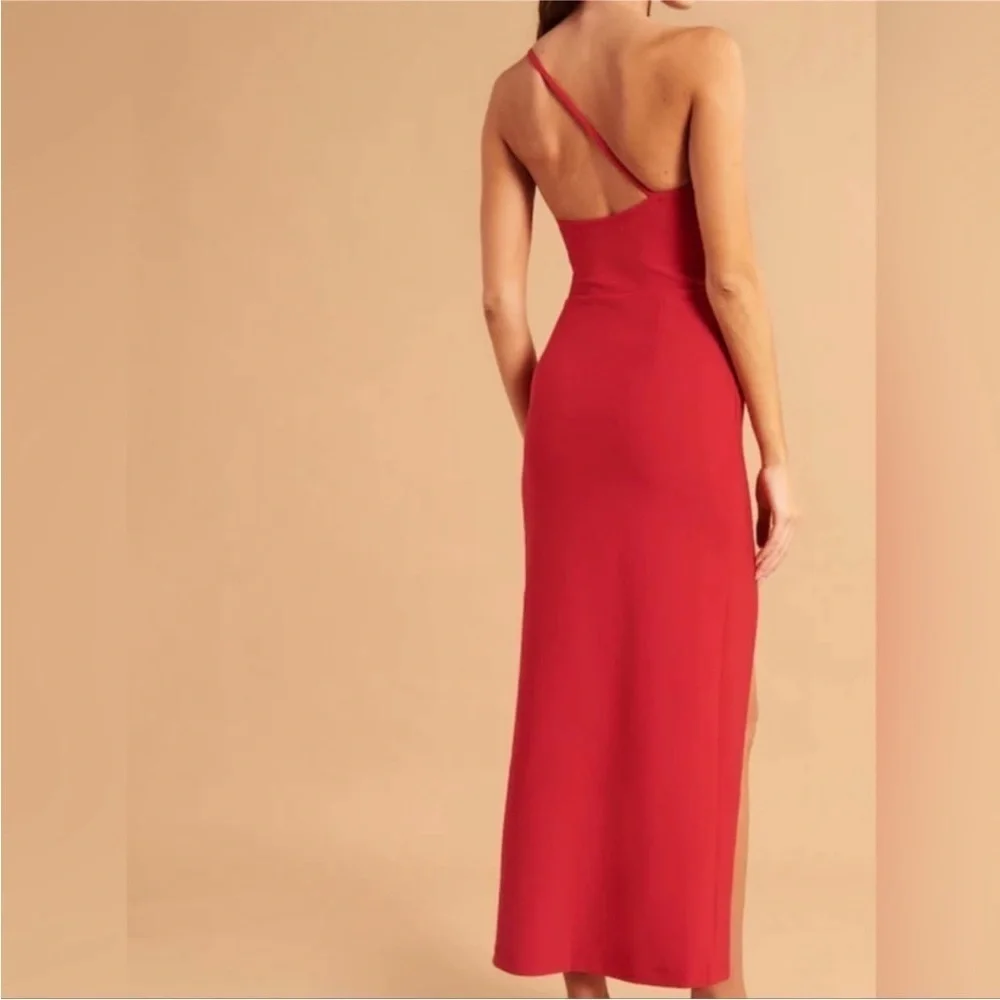 Abercrombie & Fitch Asymmetrical one shoulder maxi dress red size M